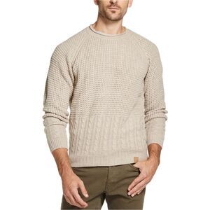 Weatherproof Mens Mixed Stitch Knit Sweater, Beige, NWT